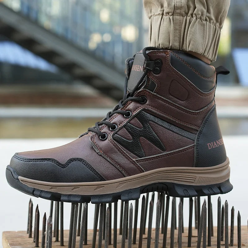 S3 Chaussures de travail de sécurité imperméables de Construction en cuir PU et tête en acier, semelle intermédiaire en Kevlar