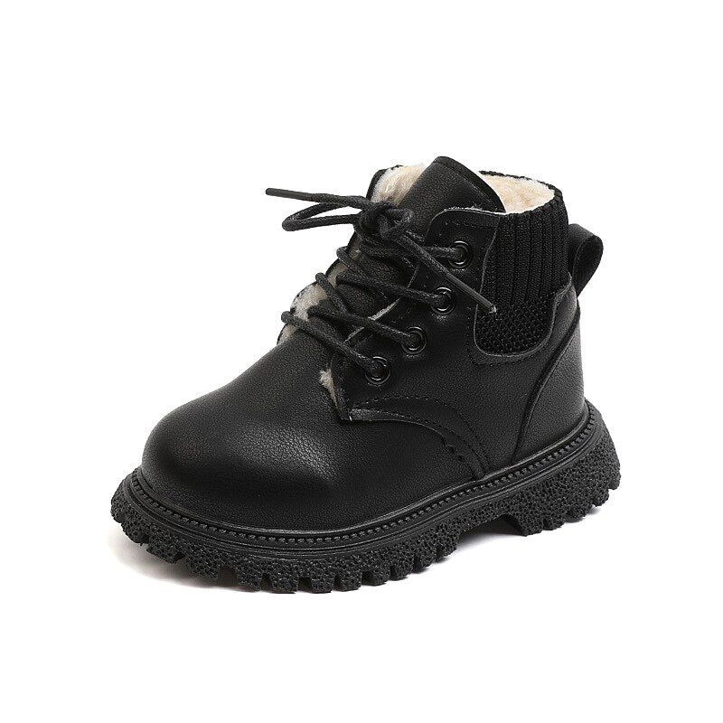 Bottes de neige en cuir et coton pour enfant