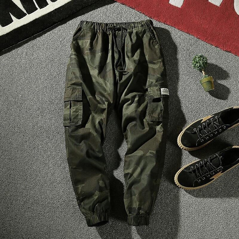 Homme pantalon cargo de camouflage multi-poches en coton