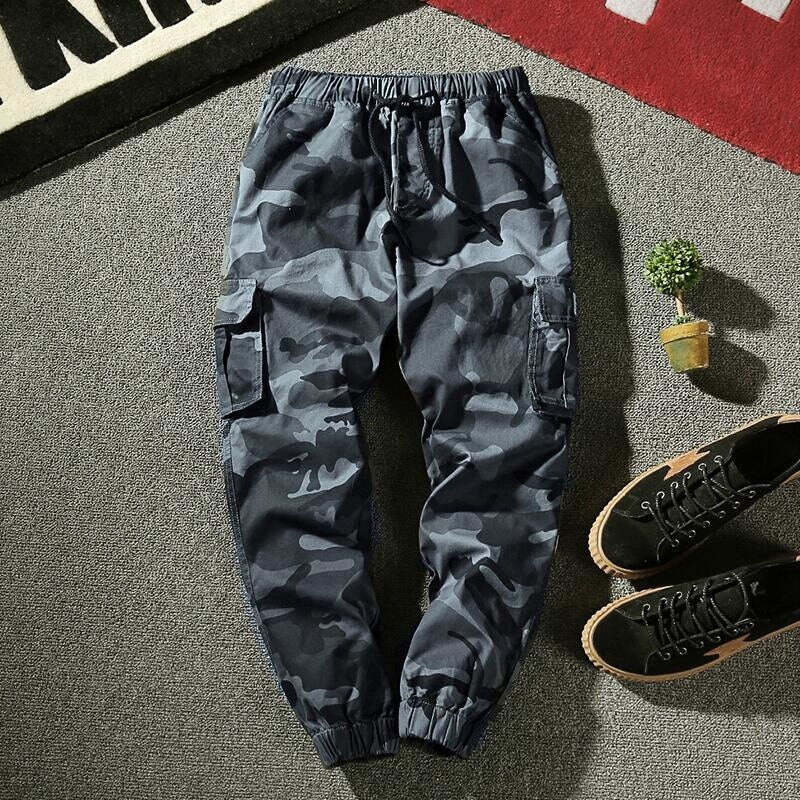 Homme pantalon cargo de camouflage multi-poches en coton