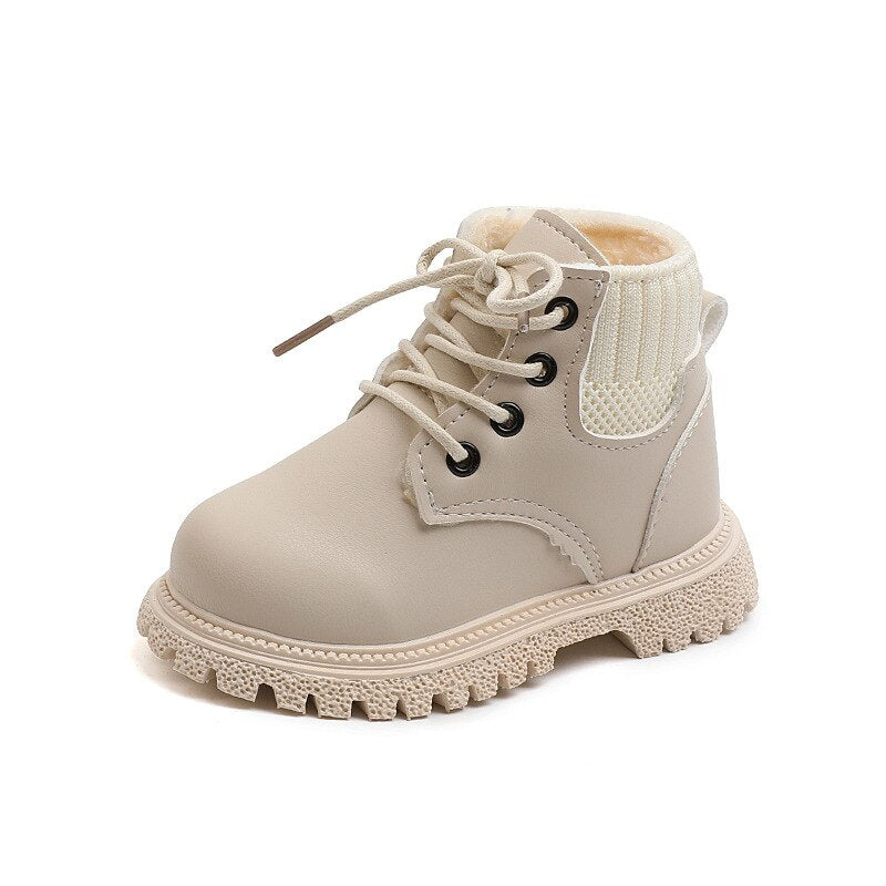 Bottes de neige en cuir et coton pour enfant