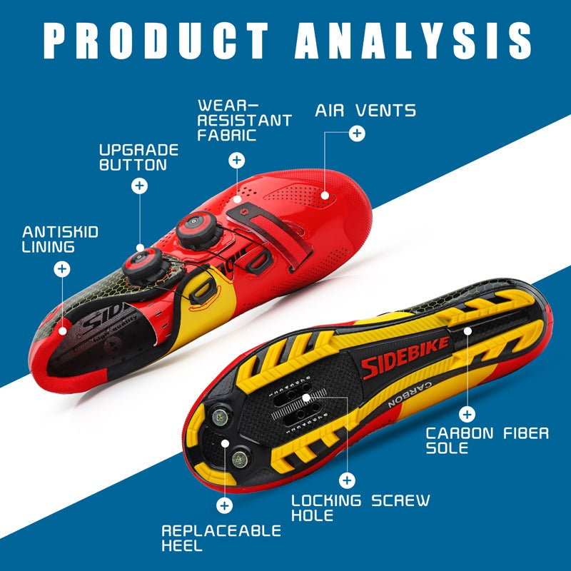 Chaussures de cyclisme en fibre de carbone Sidebike, chaussures de cyclisme respirantes ultralégères avec crampons SPD